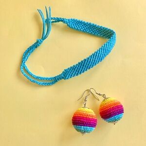 Set of Braided Bracelete and Paparazzi Zest Fest Multi Earrings